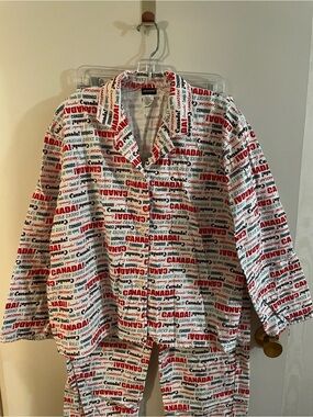 Joe Boxer Flannel Pajama Set with Red and Black Canada Print